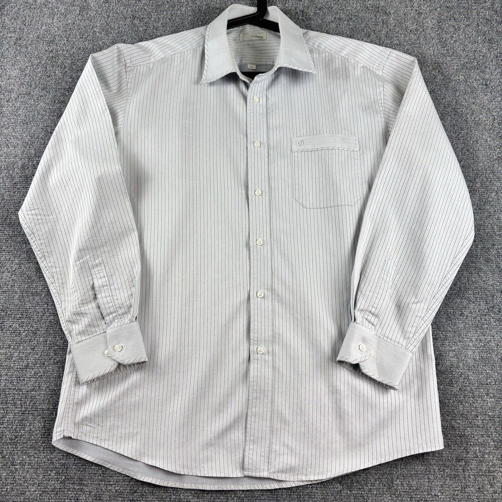 S.T. Dupont Classics – Mens Size 105 – Light Gray Pinstripe Button Down Shirt